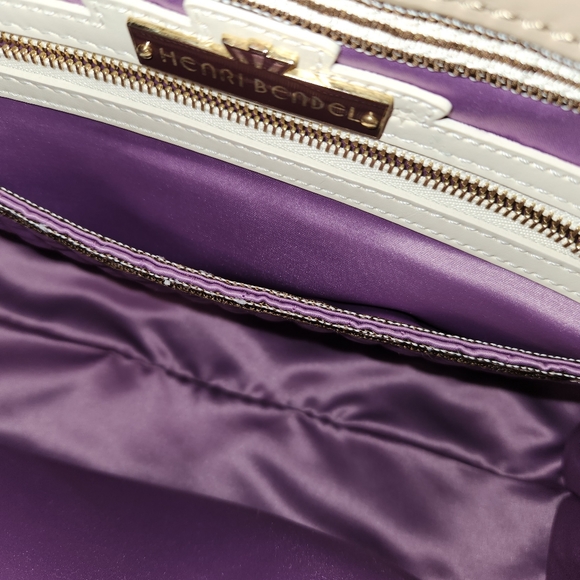 Henri bendel silver gray shoulder bag Satchel crocodile embossed leather - Picture 6 of 6